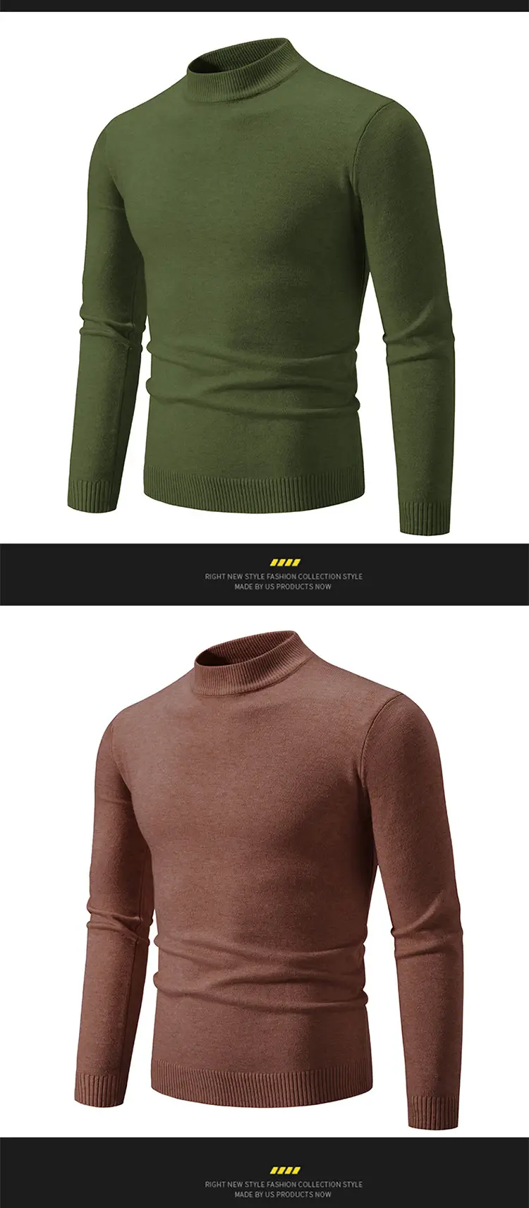 Men's Grey Half-Turtleneck Knitted Sweater — feature 15