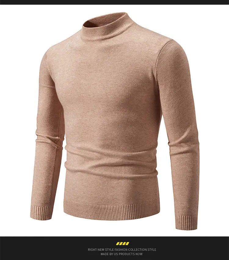 Men's Grey Half-Turtleneck Knitted Sweater — feature 17