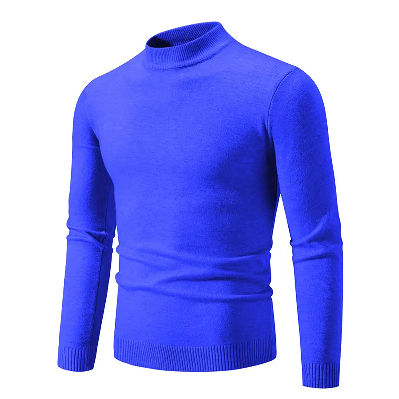 Men's Grey Half-Turtleneck Knitted Sweater - Image 10