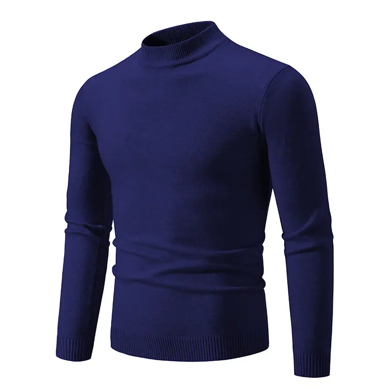 Men's Grey Half-Turtleneck Knitted Sweater - Image 11