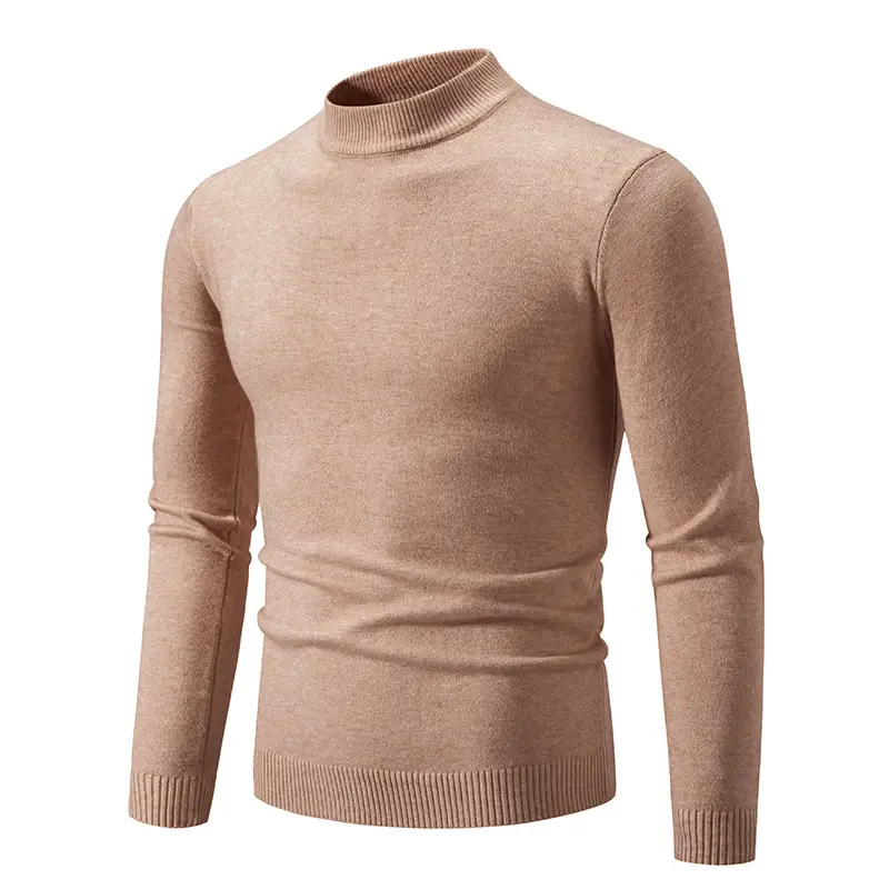 Men's Grey Half-Turtleneck Knitted Sweater - Image 12