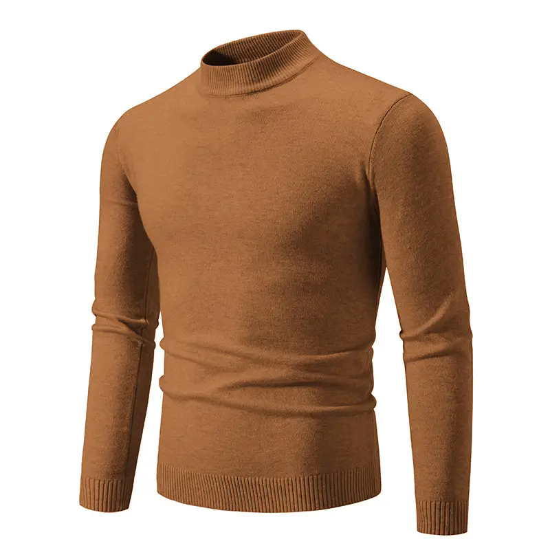 Men's Grey Half-Turtleneck Knitted Sweater - Image 13