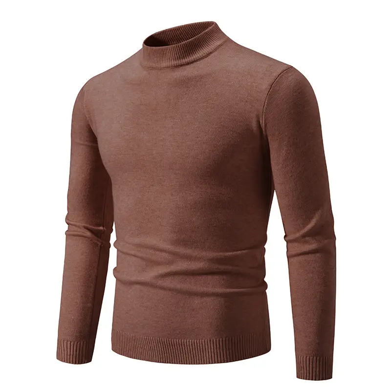 Men's Grey Half-Turtleneck Knitted Sweater - Image 14