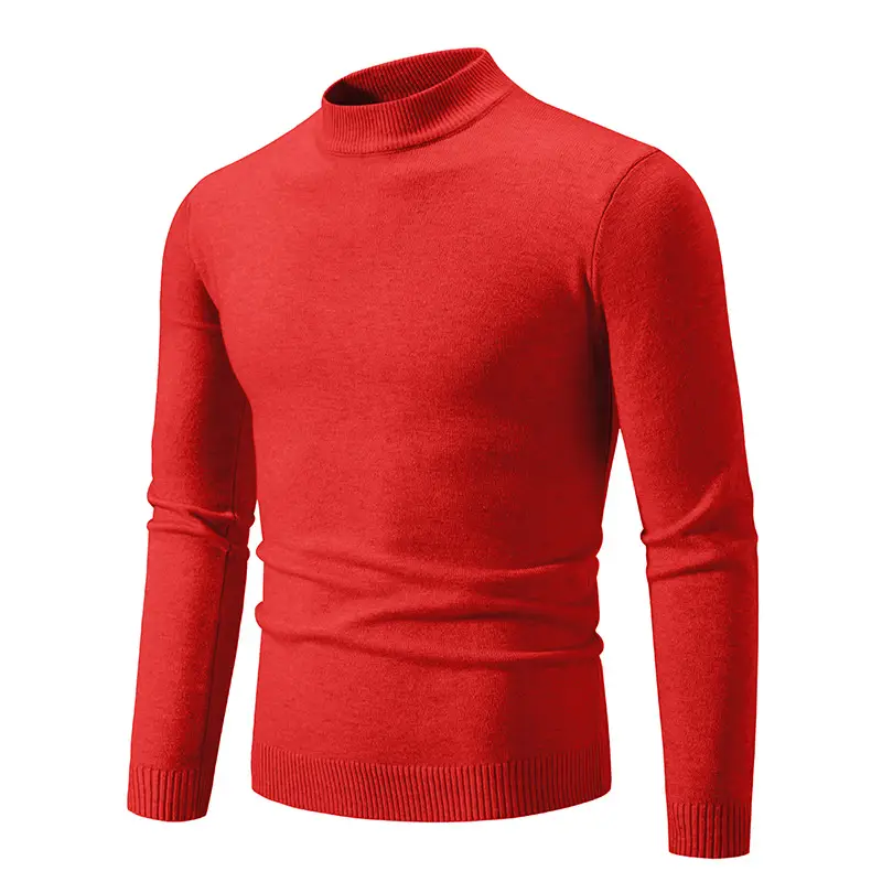 Men's Grey Half-Turtleneck Knitted Sweater - Image 6