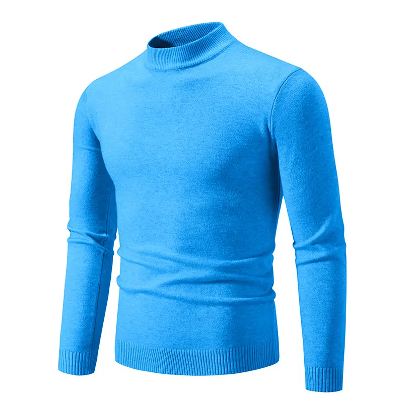 Men's Grey Half-Turtleneck Knitted Sweater - Image 9