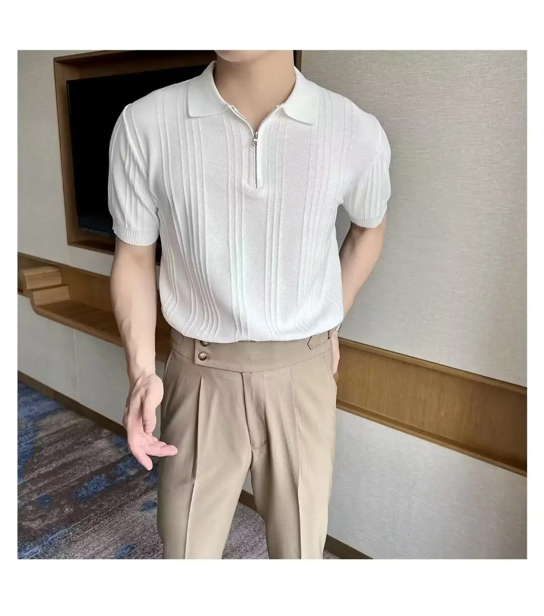Men's Black Striped Polo Shirt Slim Fit Summer — feature 14