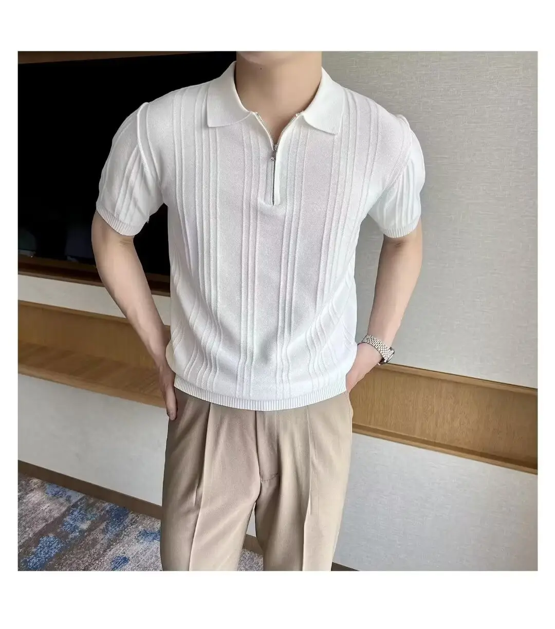 Men's Black Striped Polo Shirt Slim Fit Summer — feature 15