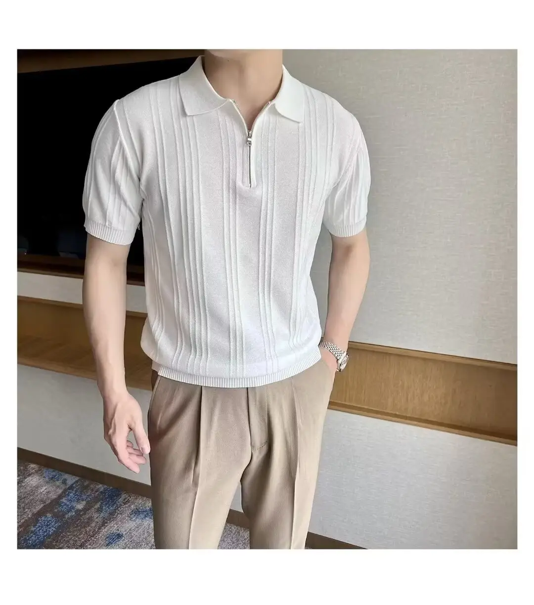 Men's Black Striped Polo Shirt Slim Fit Summer — feature 16