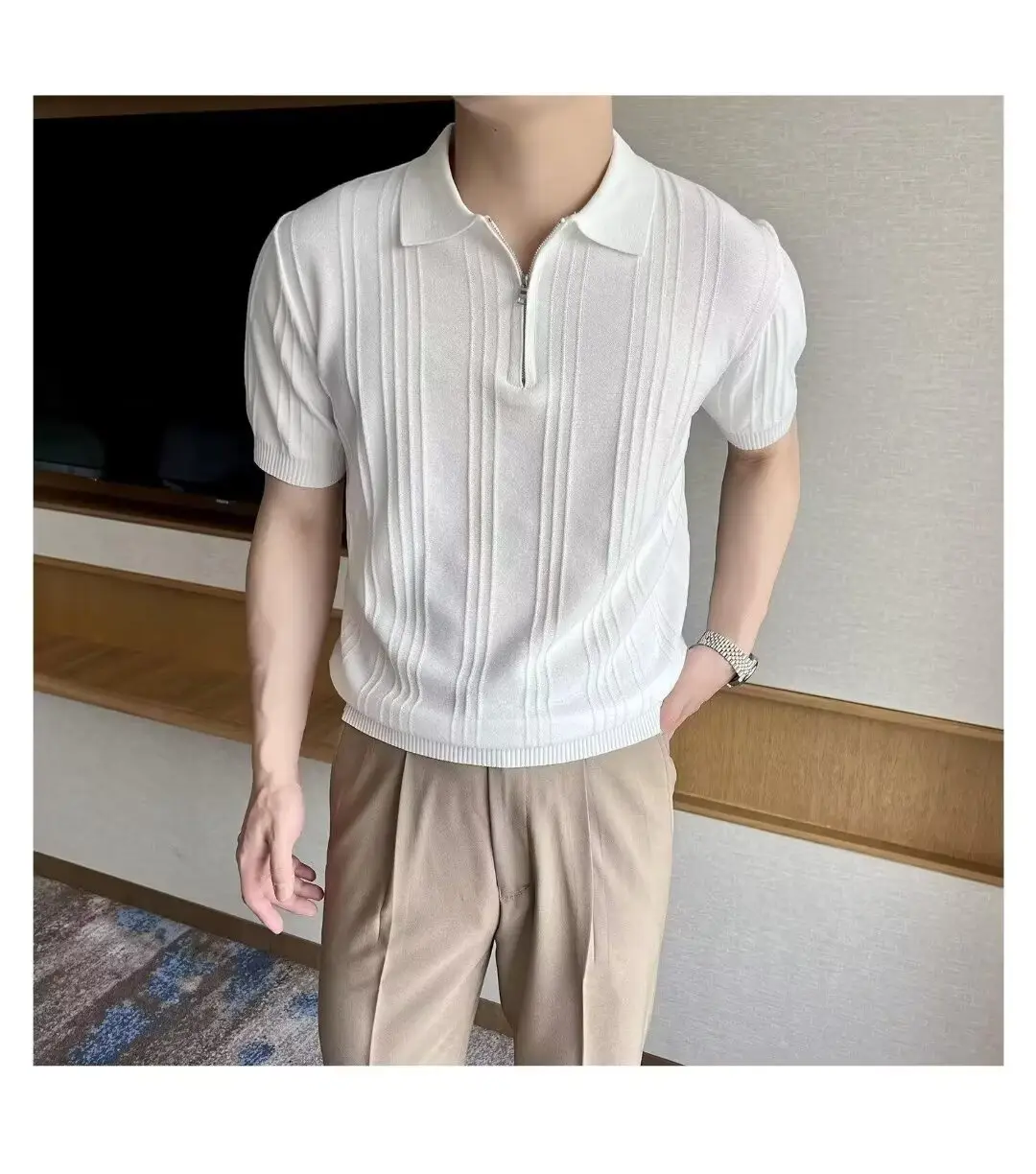 Men's Black Striped Polo Shirt Slim Fit Summer — feature 17