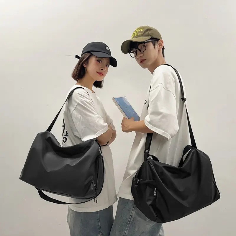 Men's Black Crossbody Bag Harajuku Style College Postman