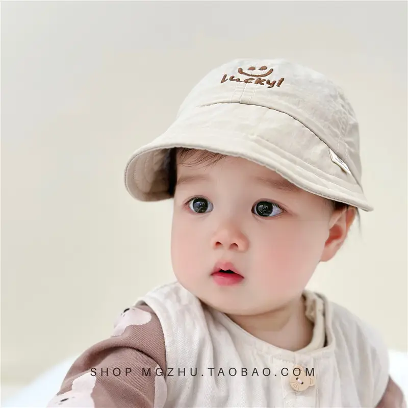 Baby Sun Hat with Smiley Embroidery - Image 5