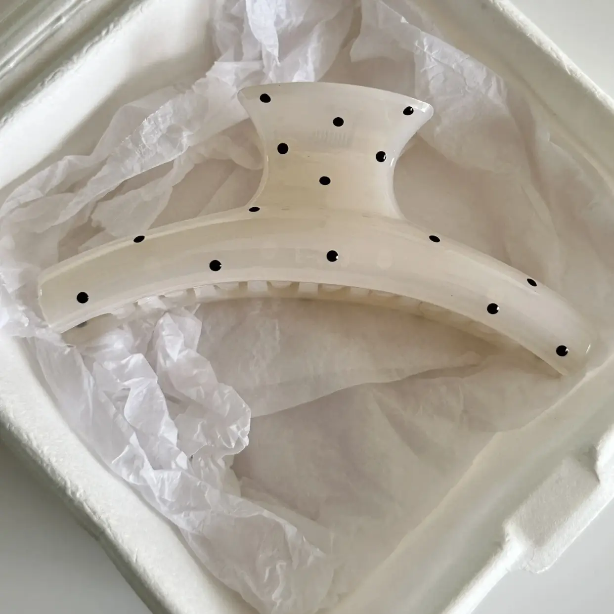 Black Sweet Frangipani Hair Clip with Polka Dot Design - Image 4