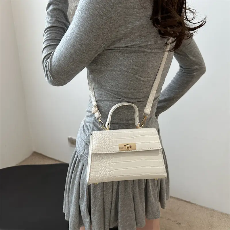 Black Croc Leather Shoulder Bag for Women 2024 - Image 8