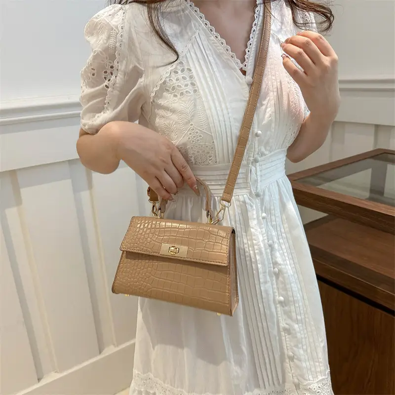 Black Croc Leather Shoulder Bag for Women 2024 - Image 9