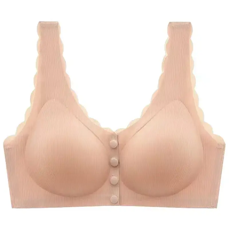 Front Buckle Non-Rimless Bra Silver Gray - Image 8