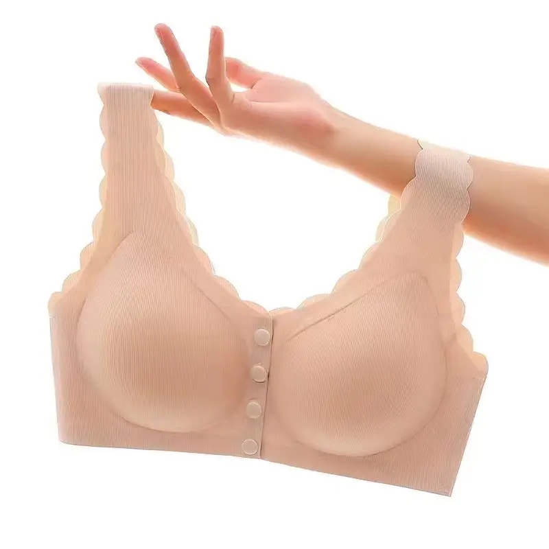 Front Buckle Non-Rimless Bra Silver Gray — feature 6