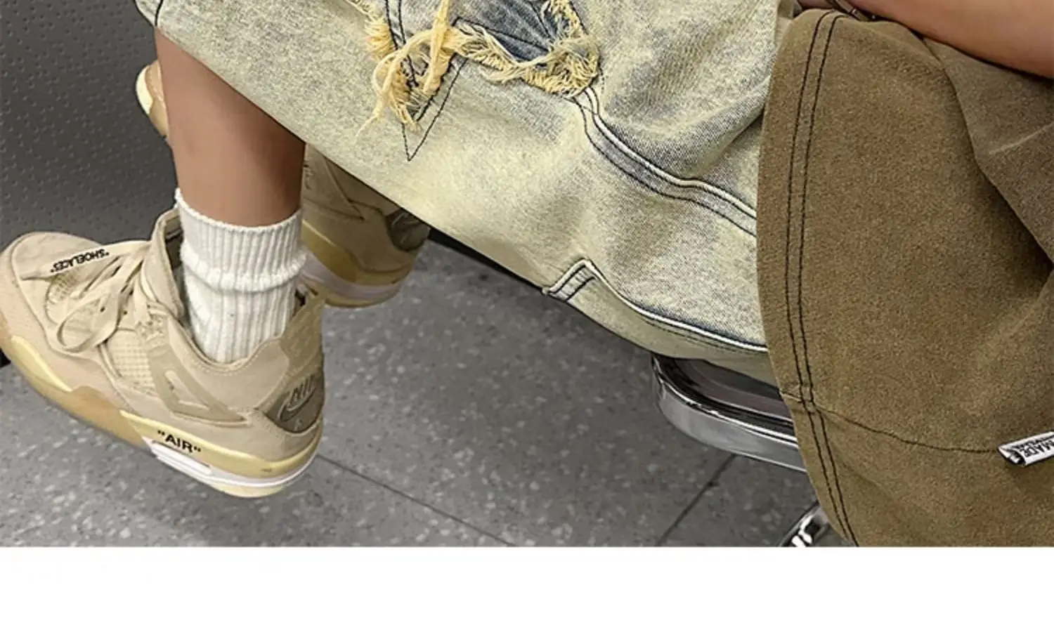 Men Yellow Mud Denim Shorts Summer Loose Fit — feature 12