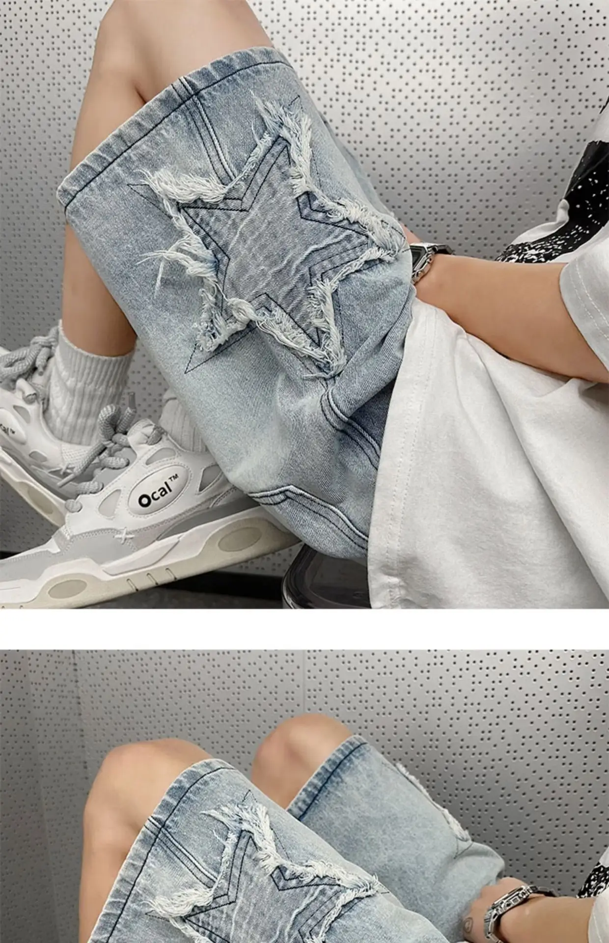 Men Yellow Mud Denim Shorts Summer Loose Fit — feature 21