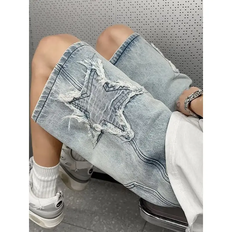 Men Yellow Mud Denim Shorts Summer Loose Fit — feature 26