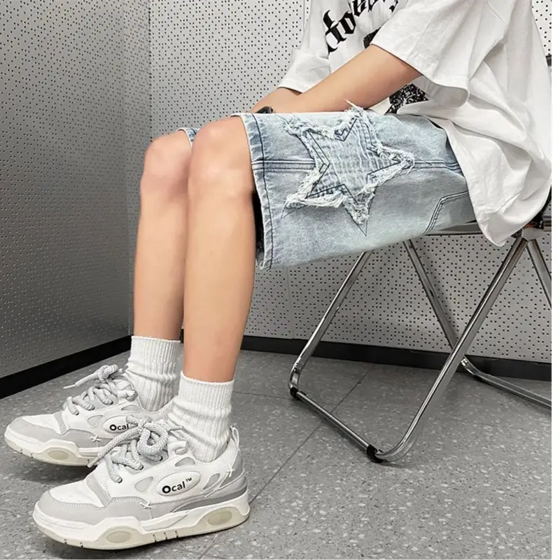 Men Yellow Mud Denim Shorts Summer Loose Fit — feature 27