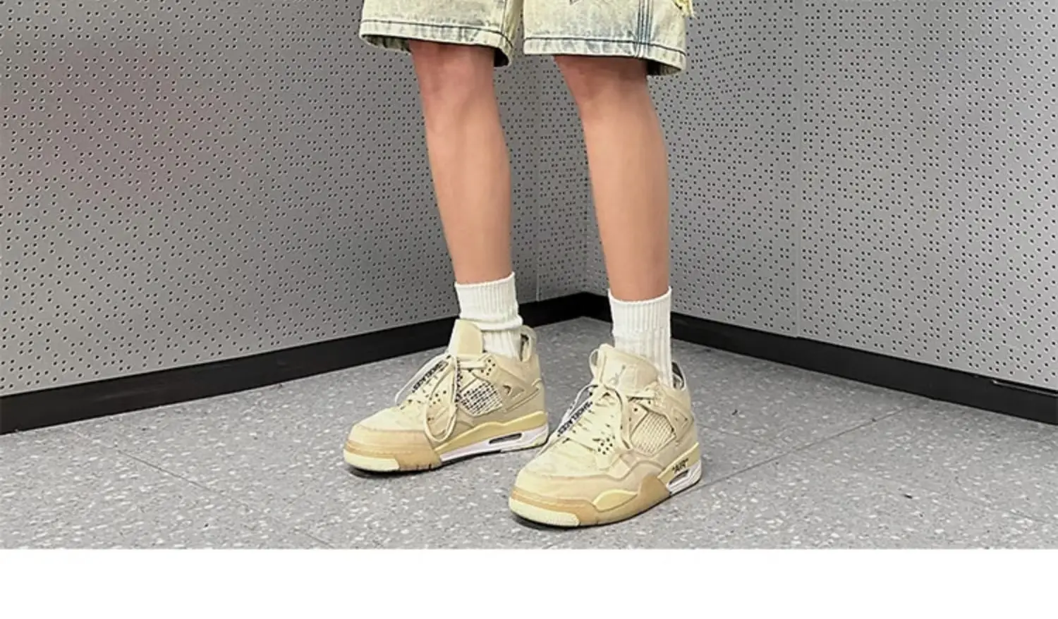Men Yellow Mud Denim Shorts Summer Loose Fit — feature 4