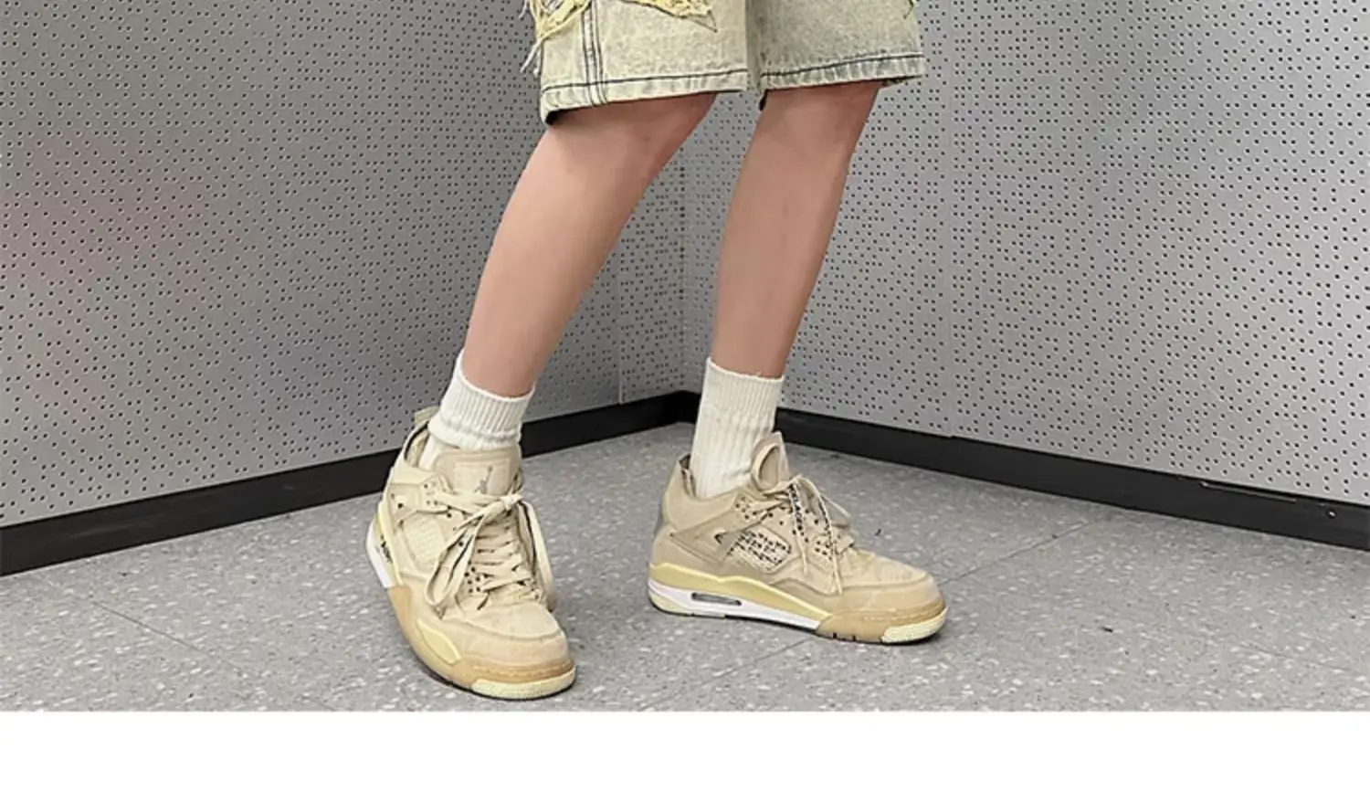 Men Yellow Mud Denim Shorts Summer Loose Fit — feature 6