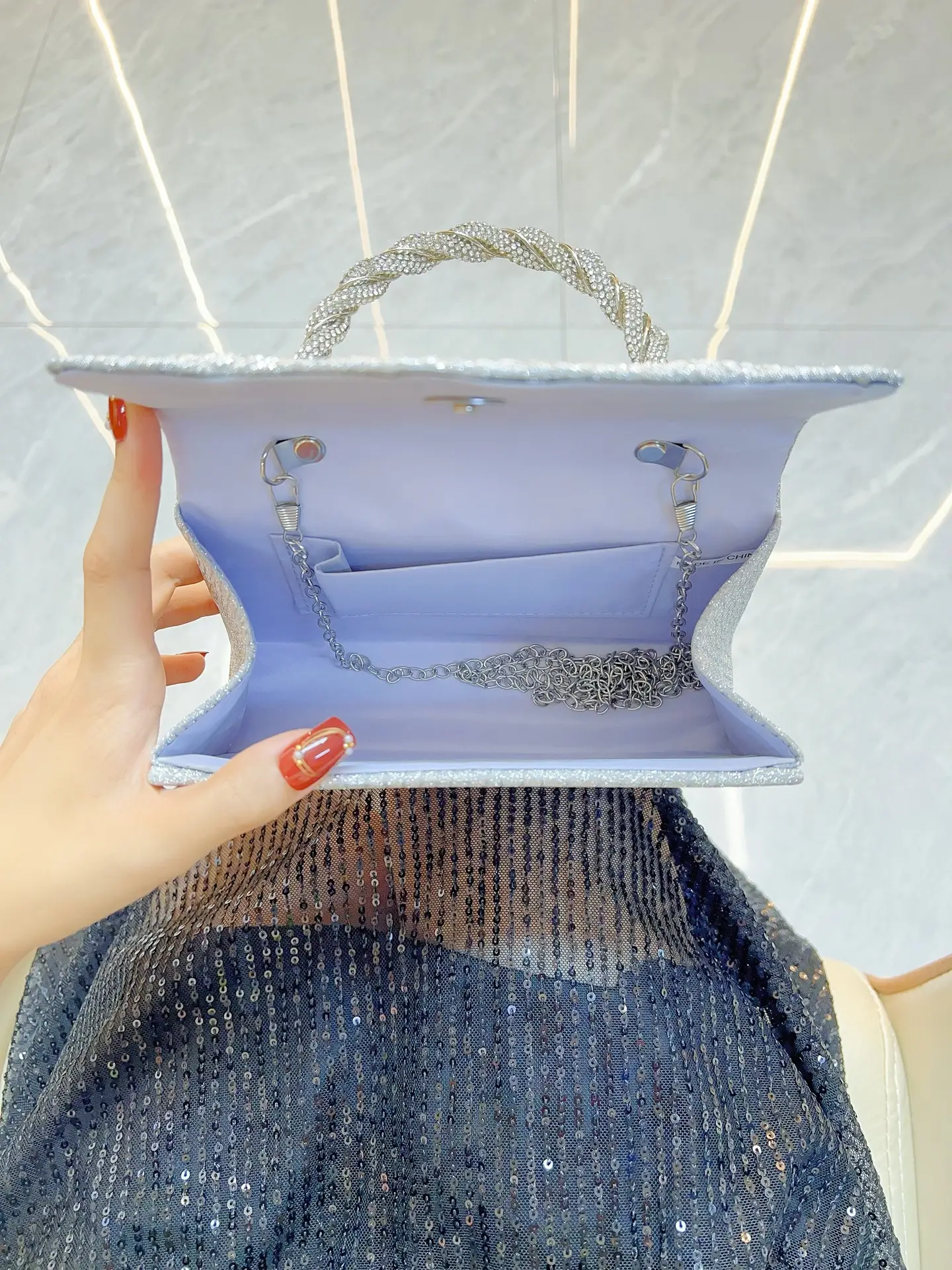 Blue Glitter Crossbody Bag for Women Party Evening - Image 4