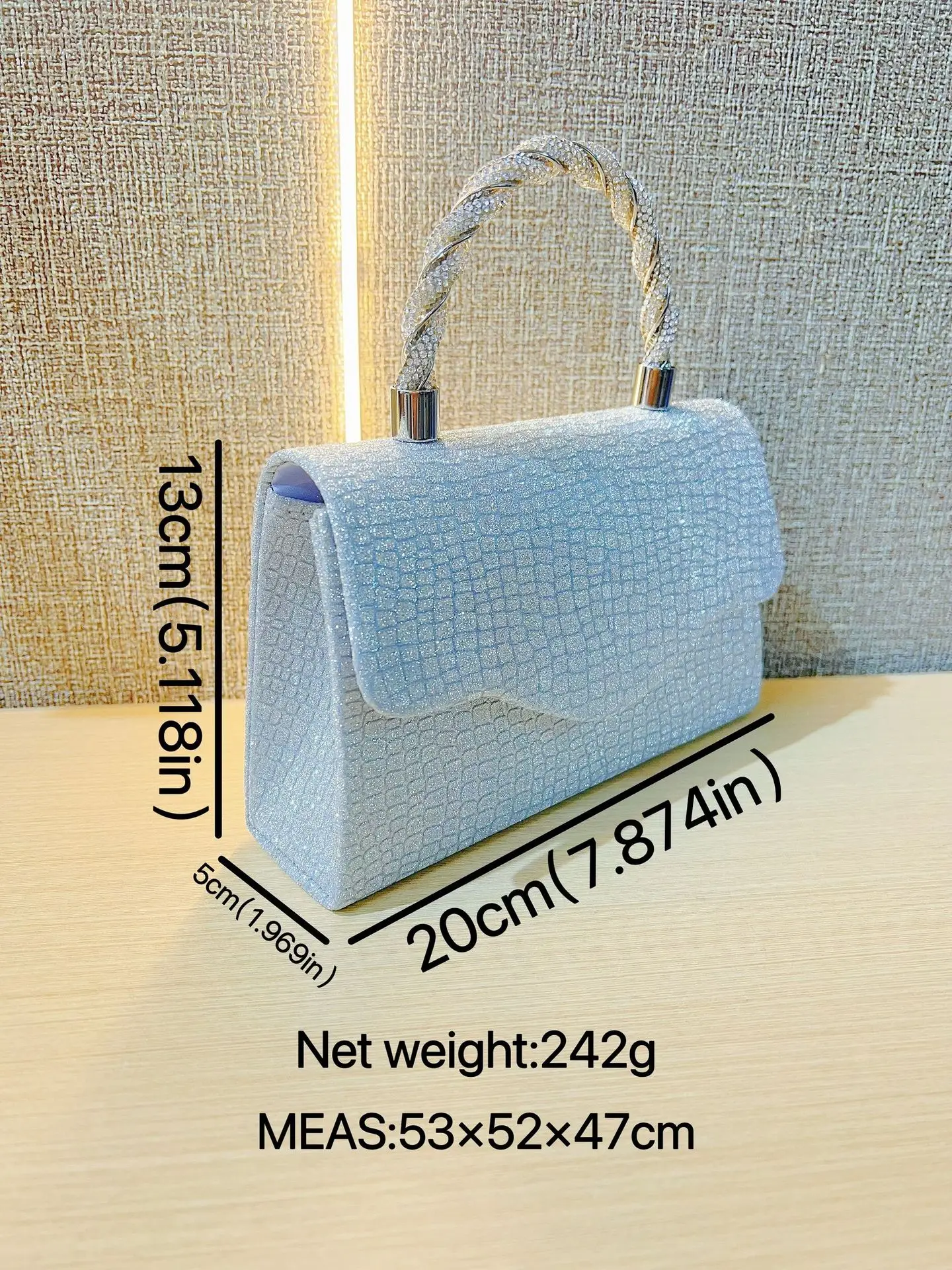 Blue Glitter Crossbody Bag for Women Party Evening - Image 6