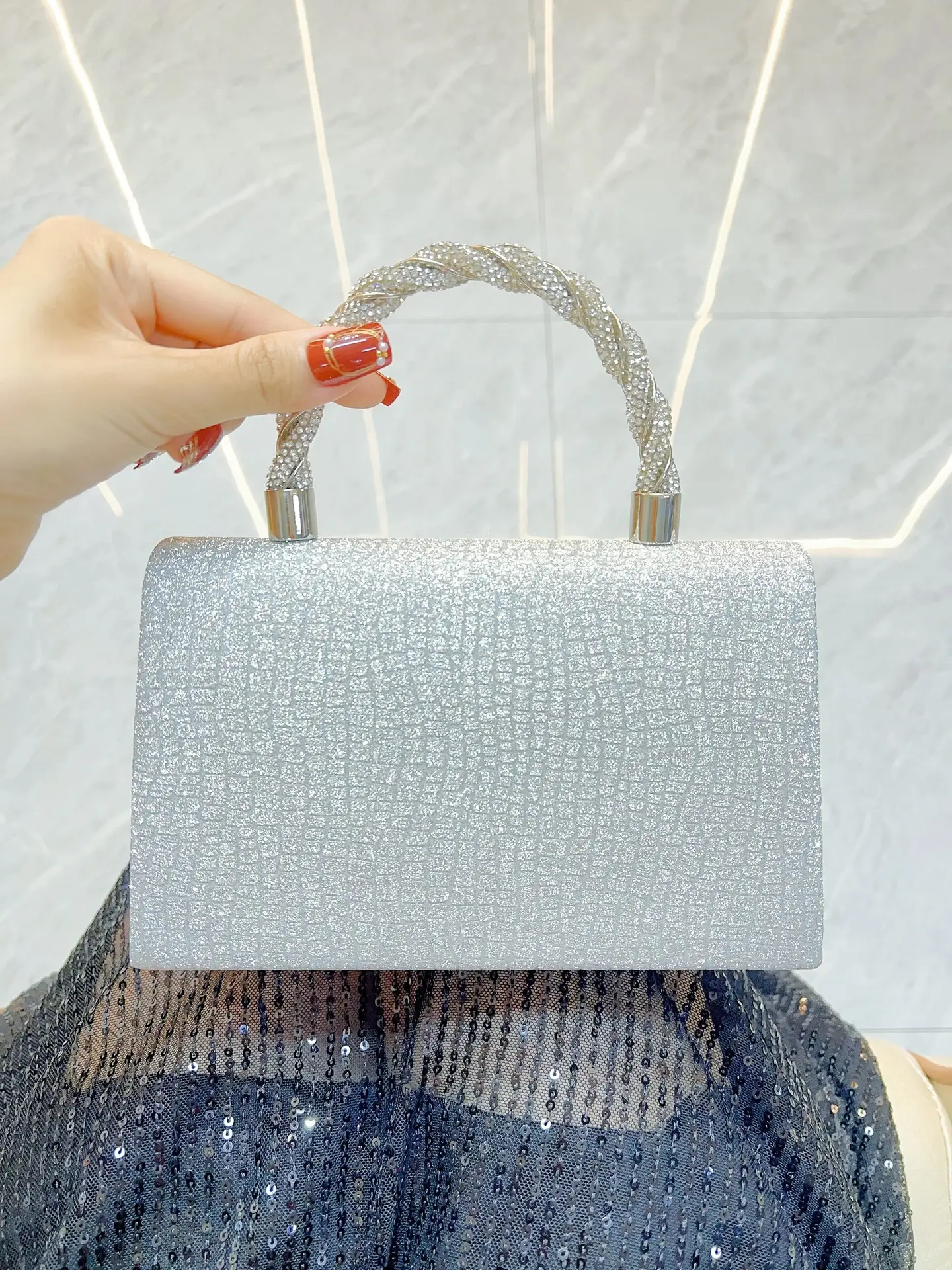 Blue Glitter Crossbody Bag for Women Party Evening — feature 7