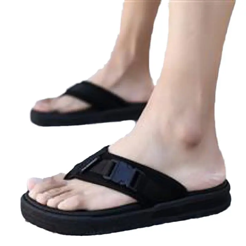 Men's Black Slip-On Sandals Thick Sole 2025