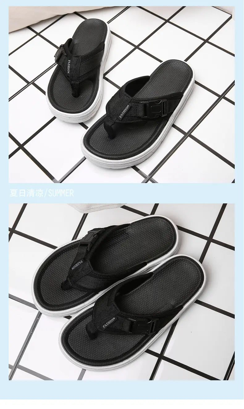 Men's Black Slip-On Sandals Thick Sole 2025 — feature 10