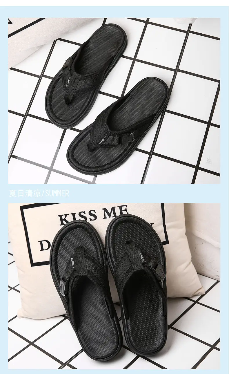Men's Black Slip-On Sandals Thick Sole 2025 — feature 11