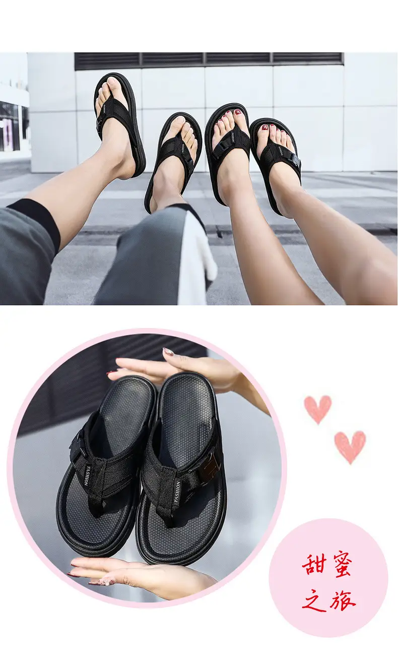 Men's Black Slip-On Sandals Thick Sole 2025 — feature 13
