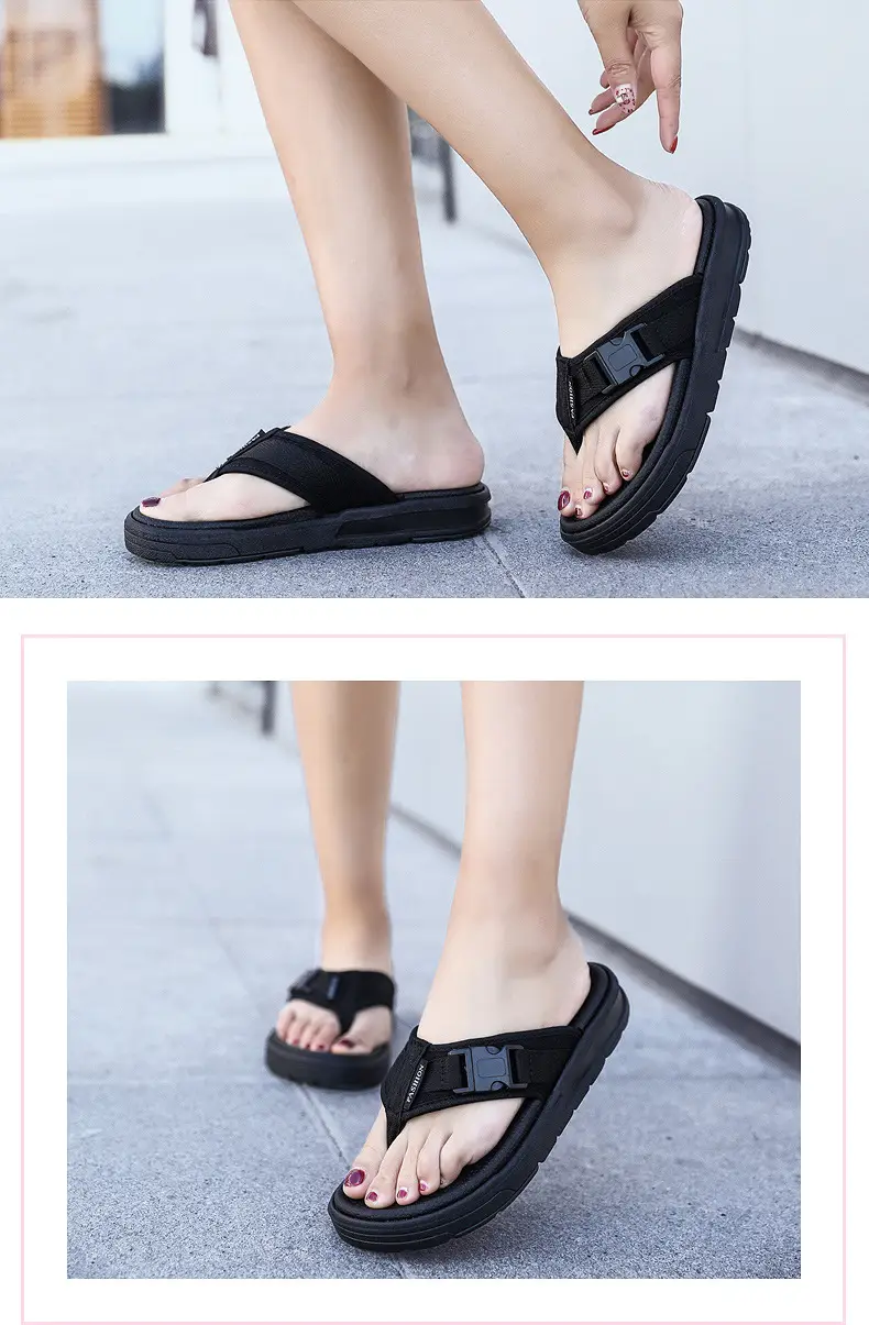 Men's Black Slip-On Sandals Thick Sole 2025 — feature 16