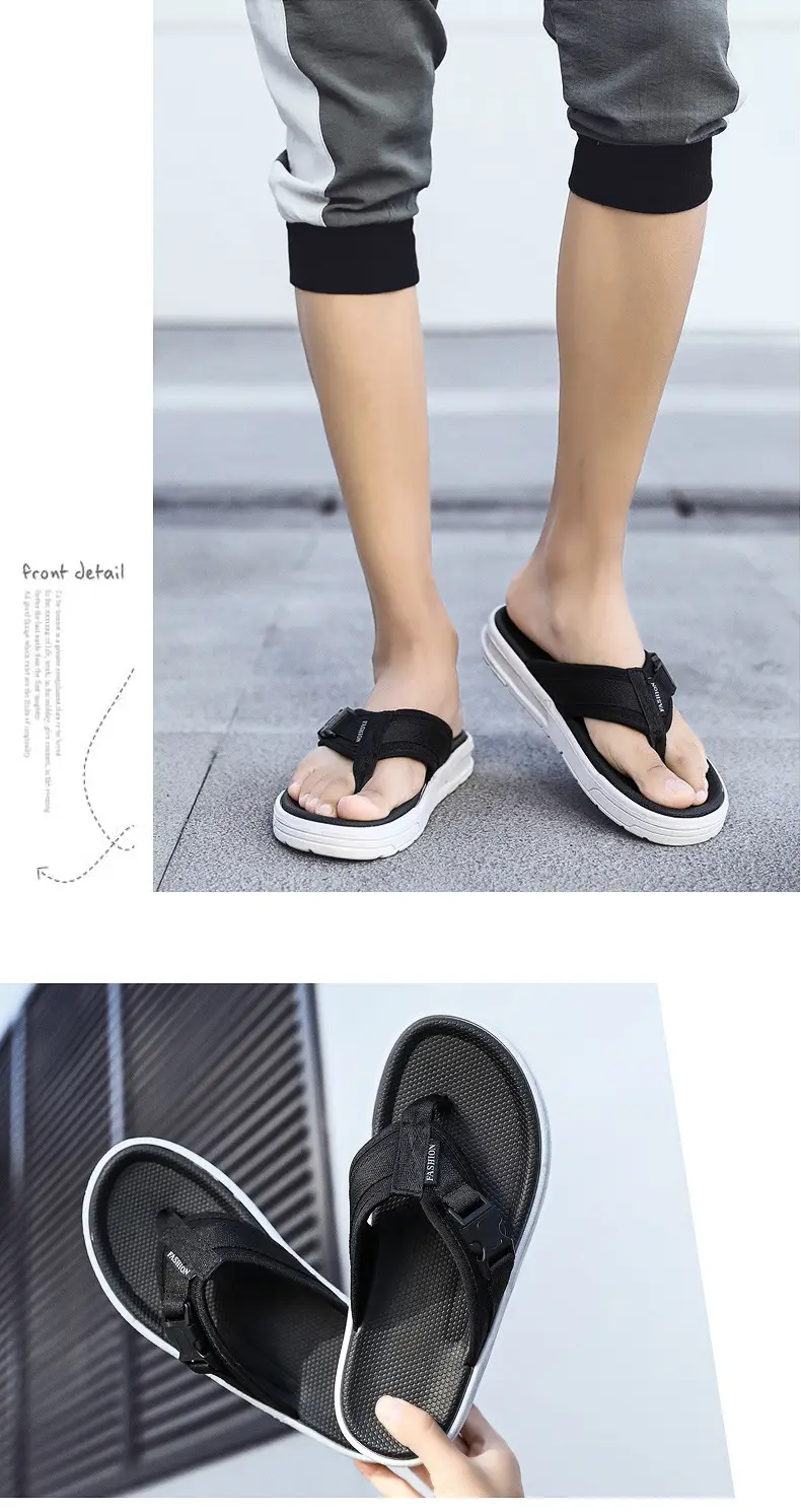 Men's Black Slip-On Sandals Thick Sole 2025 — feature 26