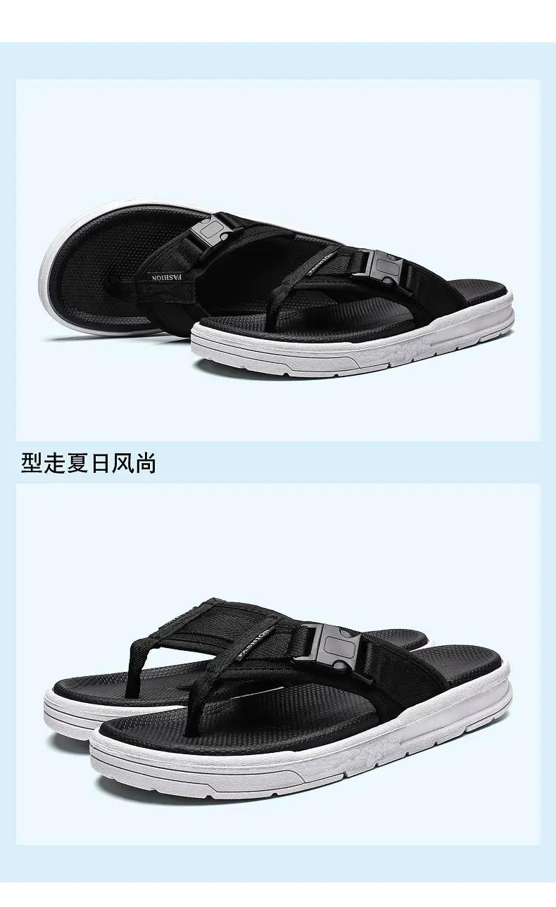 Men's Black Slip-On Sandals Thick Sole 2025 — feature 30