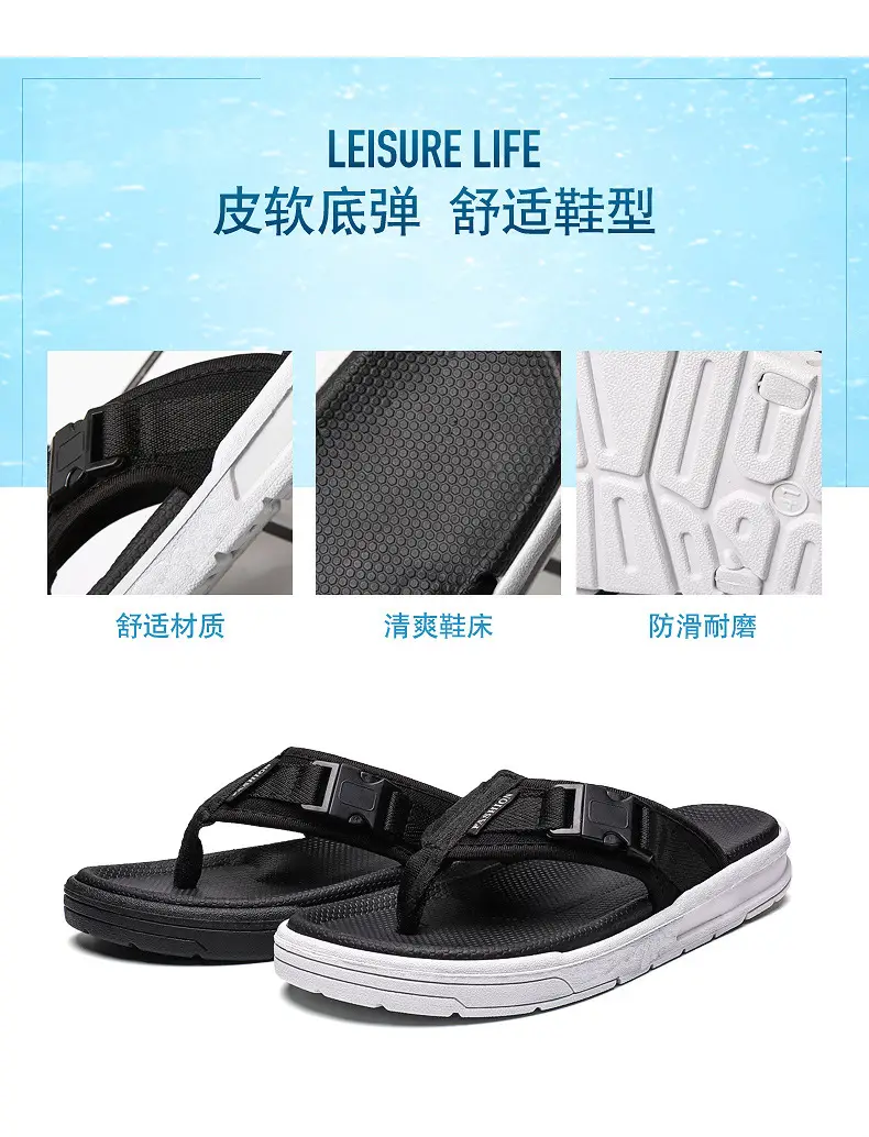 Men's Black Slip-On Sandals Thick Sole 2025 — feature 4