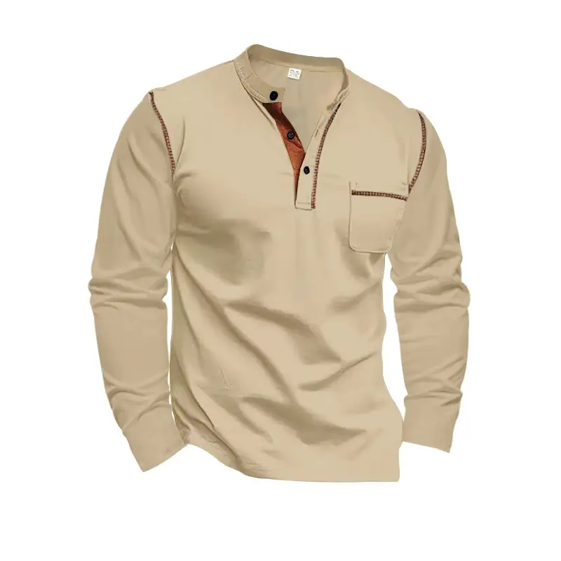 Men's White Long Sleeve Cross-Border Polo Shirt — feature 13