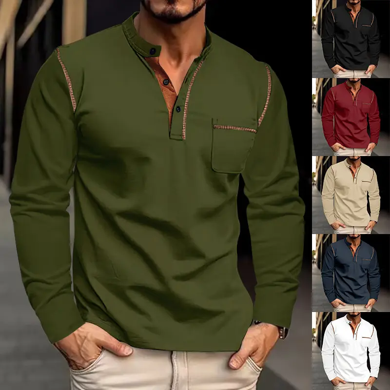 Men's White Long Sleeve Cross-Border Polo Shirt — feature 18