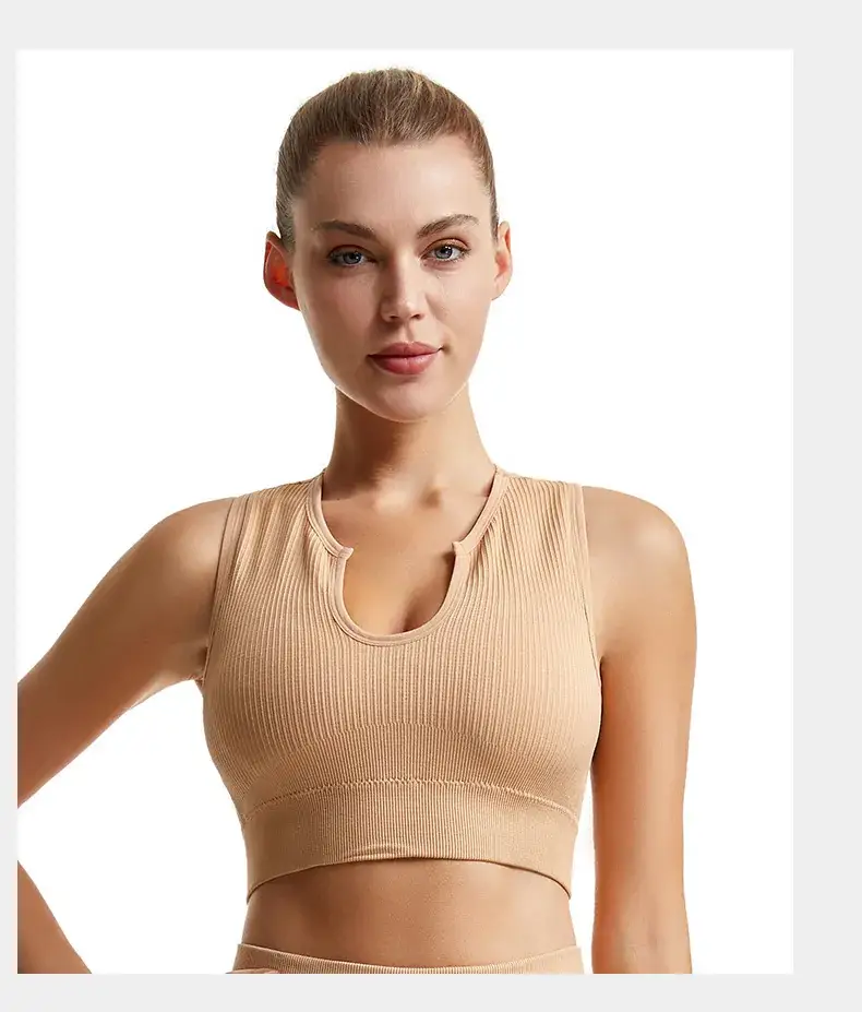 Non-Rimless Push-Up Yoga Bra Women's Beige — feature 17