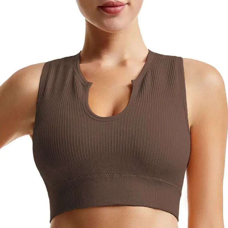 Non-Rimless Push-Up Yoga Bra Women's Beige - Image 10