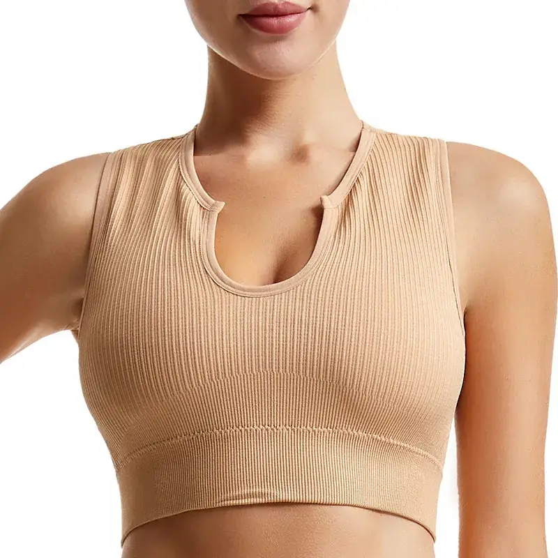 Non-Rimless Push-Up Yoga Bra Women's Beige - Image 2