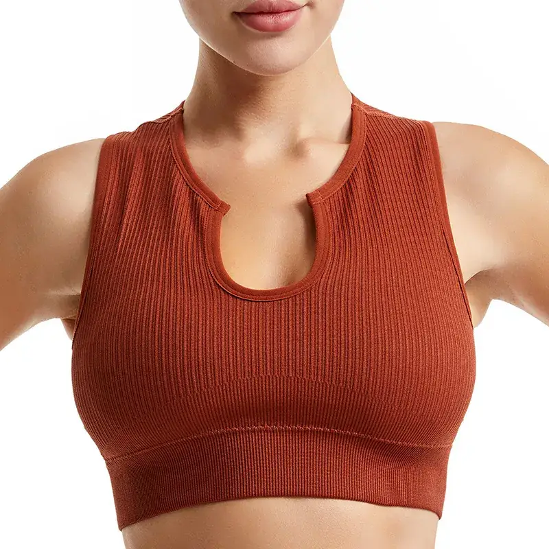 Non-Rimless Push-Up Yoga Bra Women's Beige - Image 3