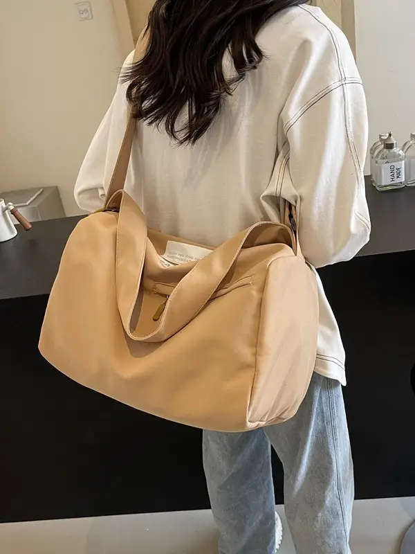 Large Capacity White Cross-Body Bag for Women