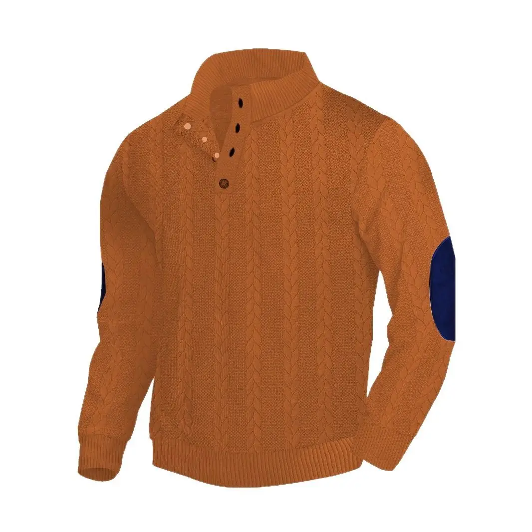 Men's Black Jacquard Sweatshirt with Orange Sleeves - Image 11