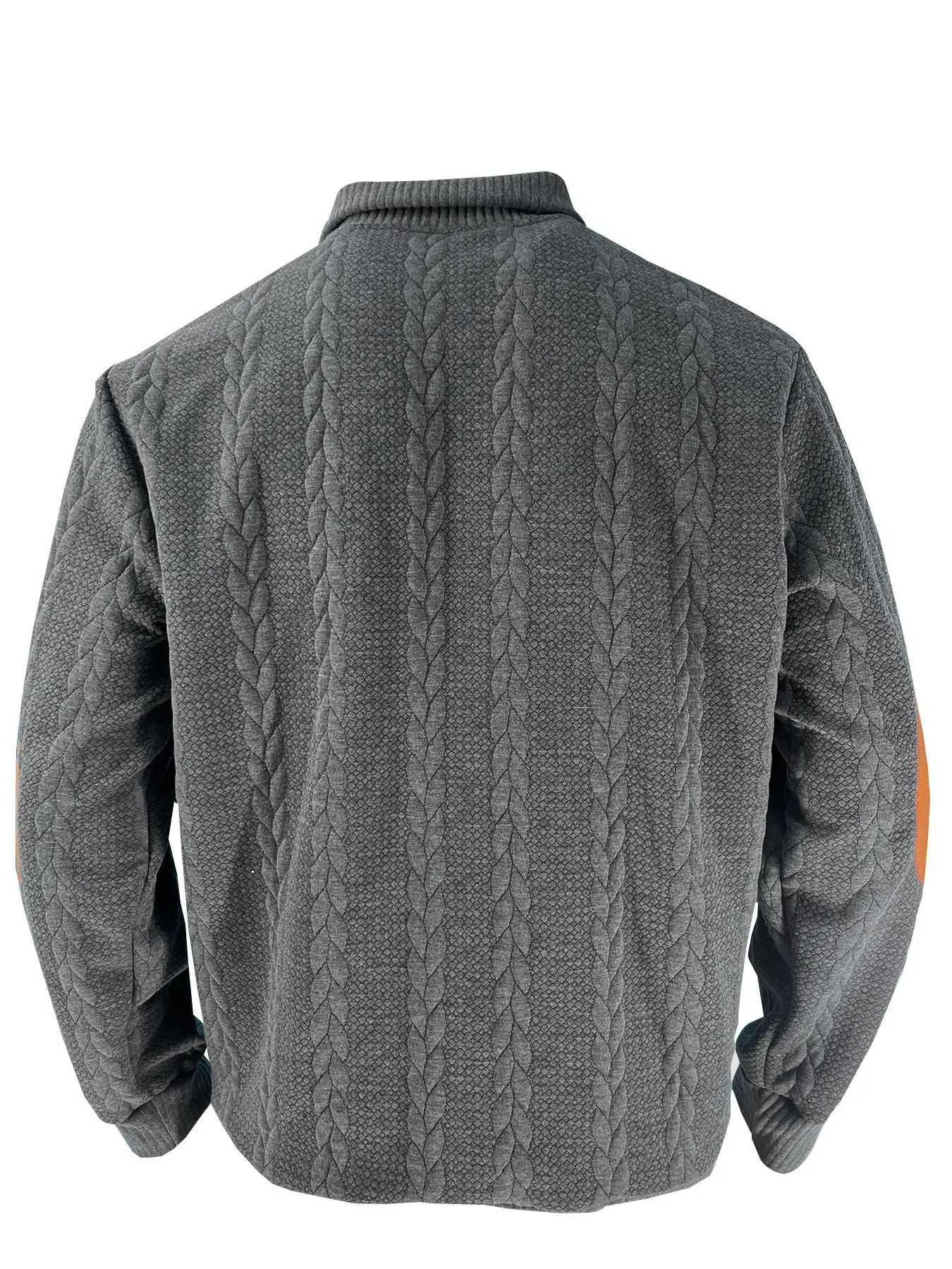 Men's Black Jacquard Sweatshirt with Orange Sleeves — feature 12