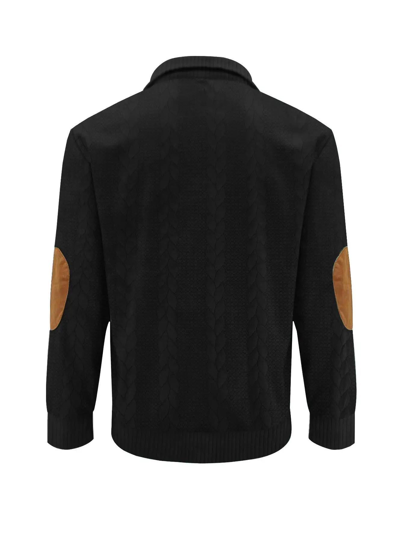 Men's Black Jacquard Sweatshirt with Orange Sleeves — feature 15