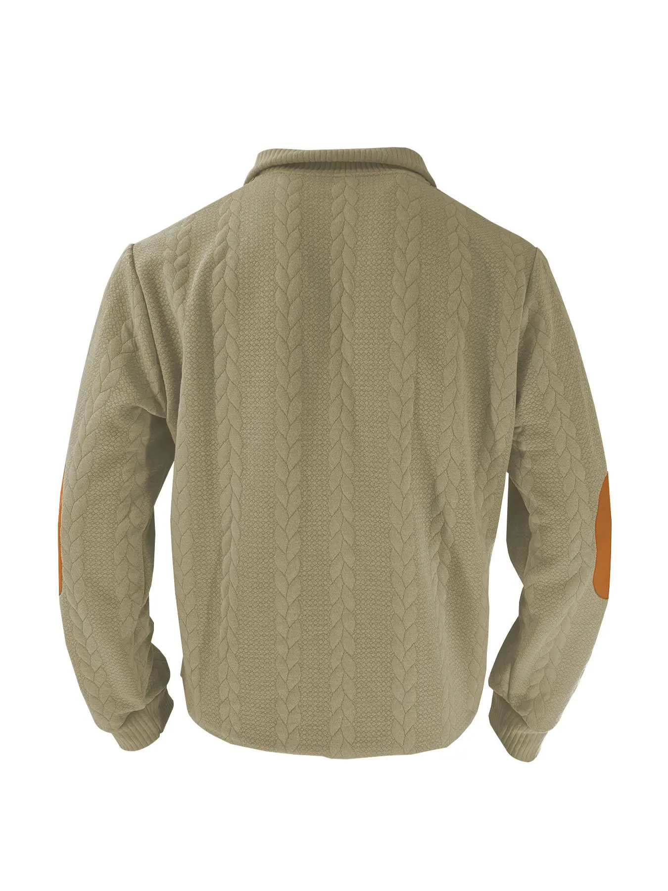 Men's Black Jacquard Sweatshirt with Orange Sleeves — feature 17