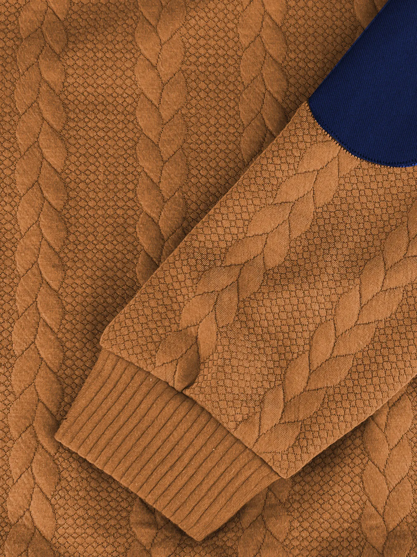 Men's Black Jacquard Sweatshirt with Orange Sleeves — feature 21