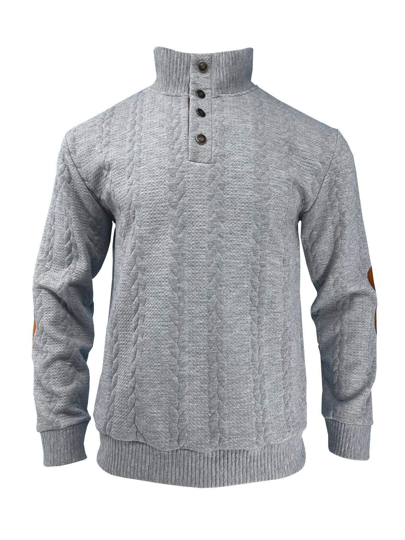 Men's Black Jacquard Sweatshirt with Orange Sleeves - Image 4